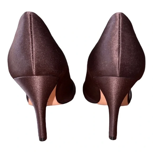 Nina Black Satin Ruched‎ Peep Toe Heels Dress Shoes Women Size 8.5M - Picture 6 of 9